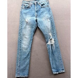 Levis 501 Jeans Mens 28x28 Skinny Pride Rainbow Button Distressed Light Wash